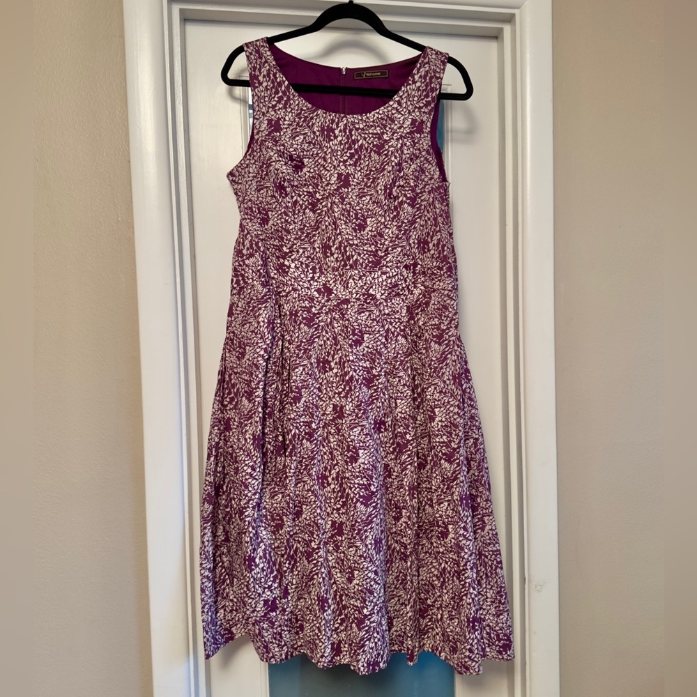 Yaly Couture 100% Cotton A-line Purple Floral Print Dress